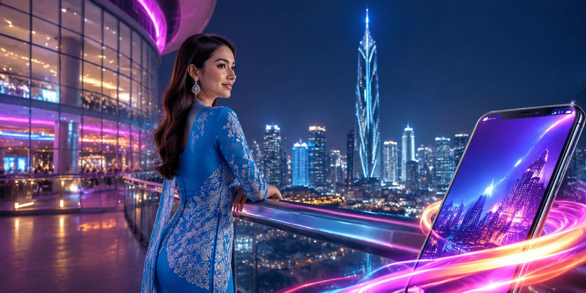 Pengguna Malaysia mengakses kasino mudah alih 85po melalui telefon pintar berbaju kurung